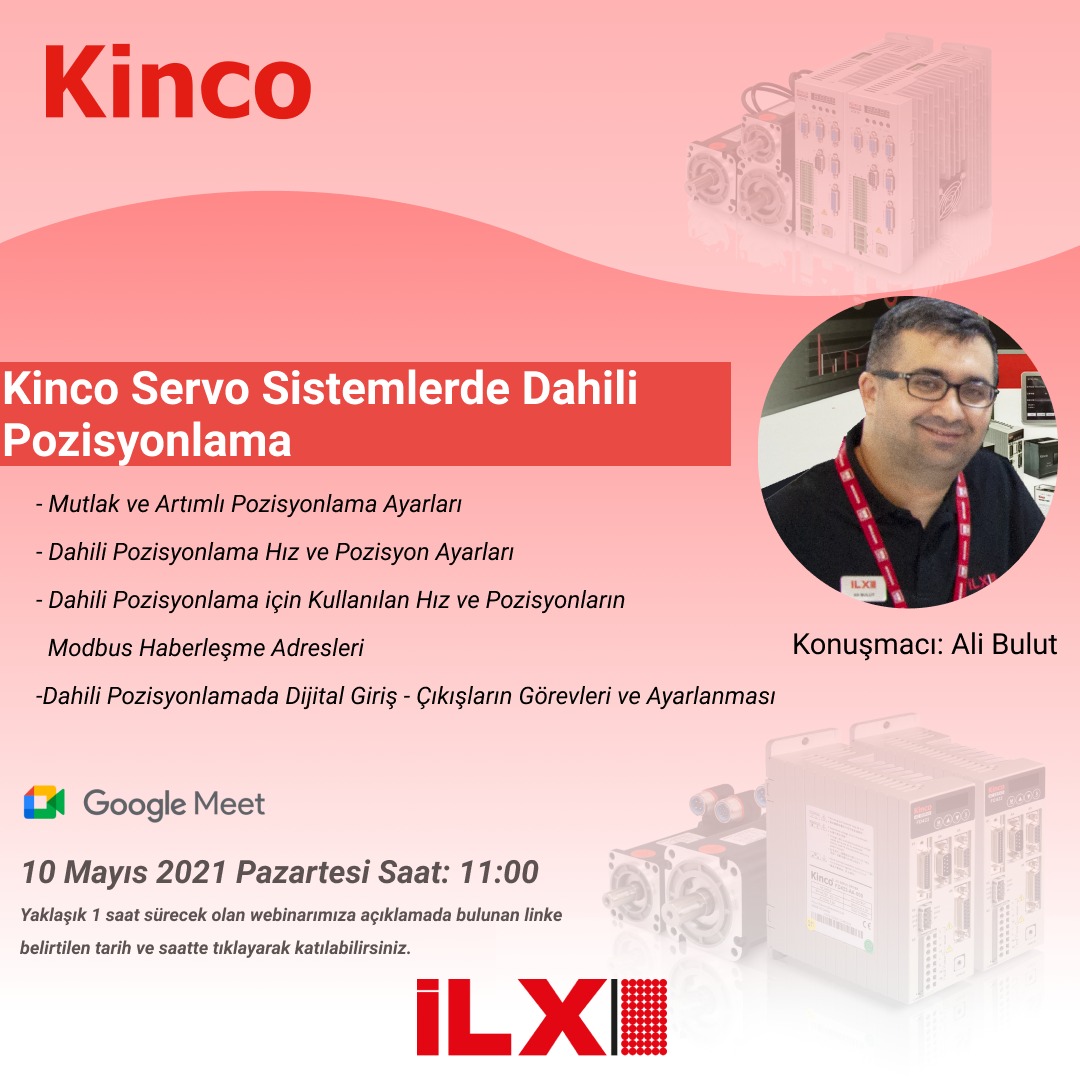 Kinco Servo Sistemlerde Dahili Pozisyonlama Webinarımıza Davetlisiniz