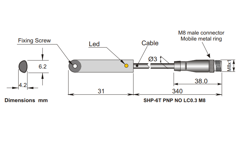 AECO Piston Sensör - SHP 6T PNP NO LC0.3 M8 | İLX
