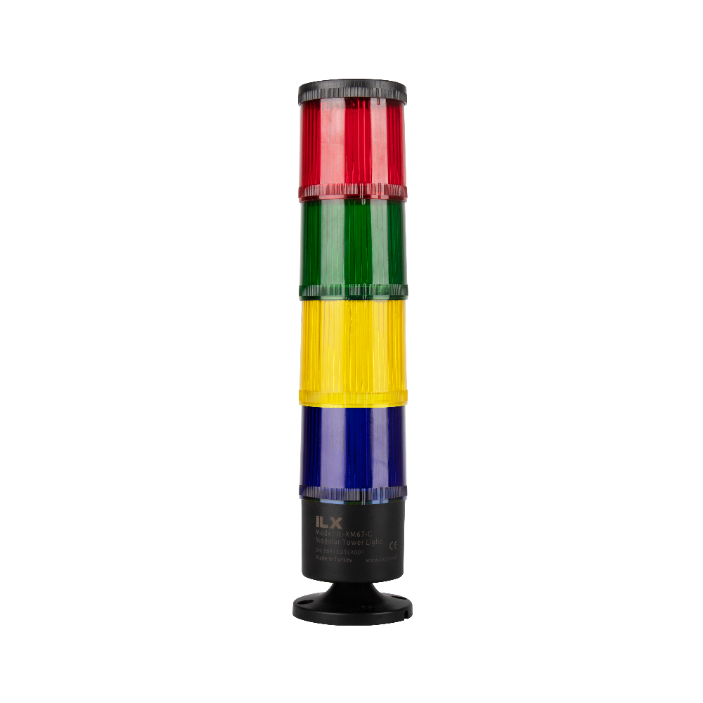4 Katlı Işıklı Kolon - Ø70 T7  İkaz Lambası | İLX